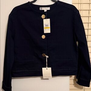 Anne Klein Indigo women’s indigo Blazer with Gold Accents